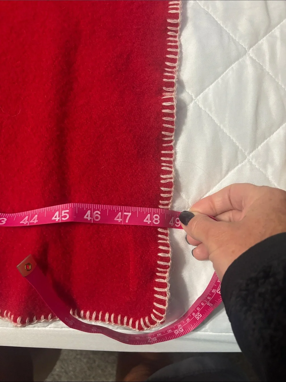 Wool Red Holiday Throw Blanket with White 'G' letter Amana Woolen Mills
